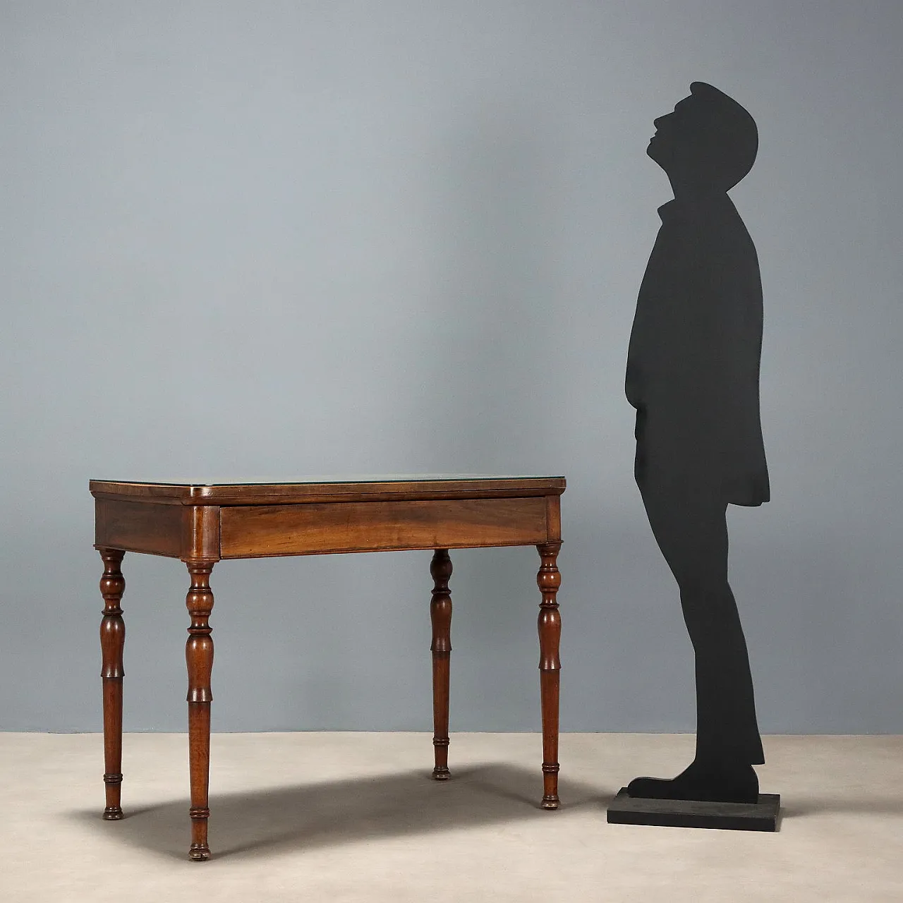 Walnut console with protective glass top, mid-19th century 3