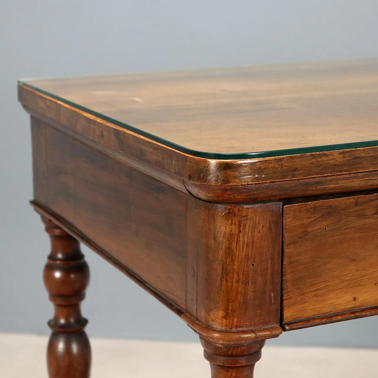 Walnut console with protective glass top, mid-19th century 5