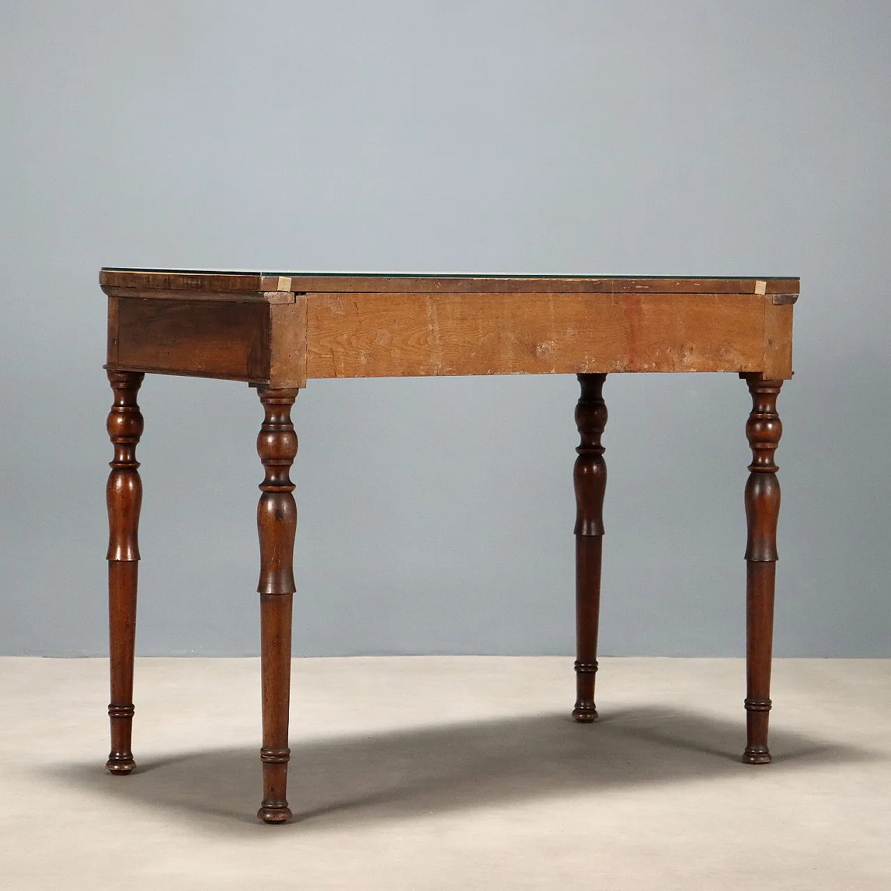 Walnut console with protective glass top, mid-19th century 9