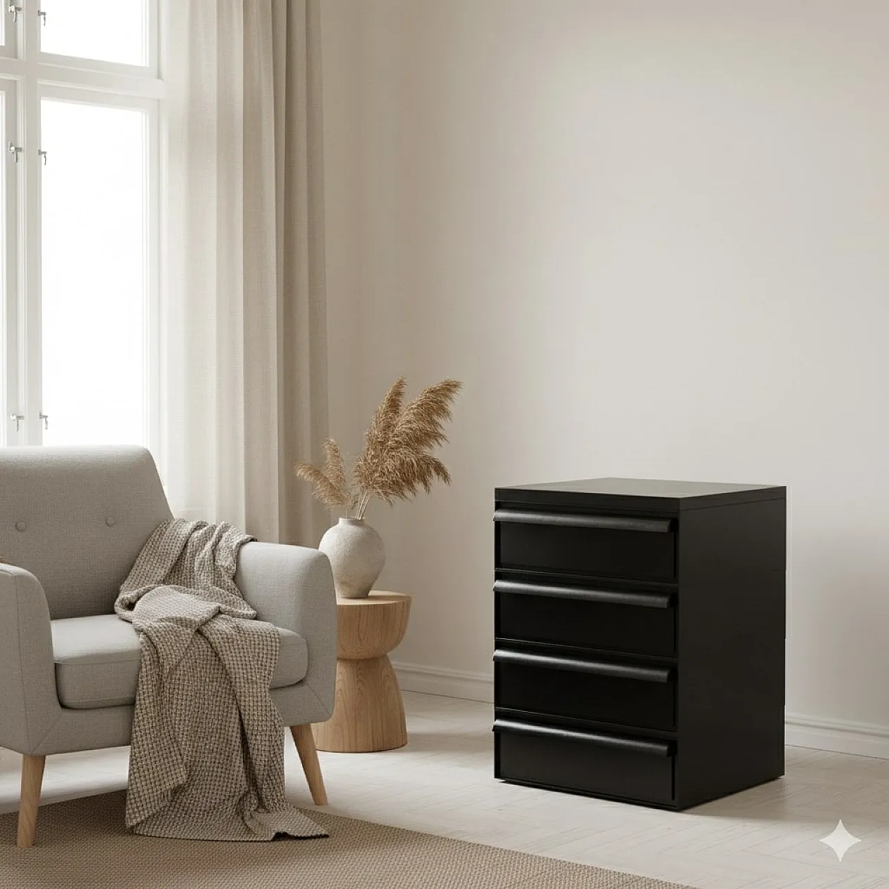 Chest of drawers, black plastic material, 20th century 2