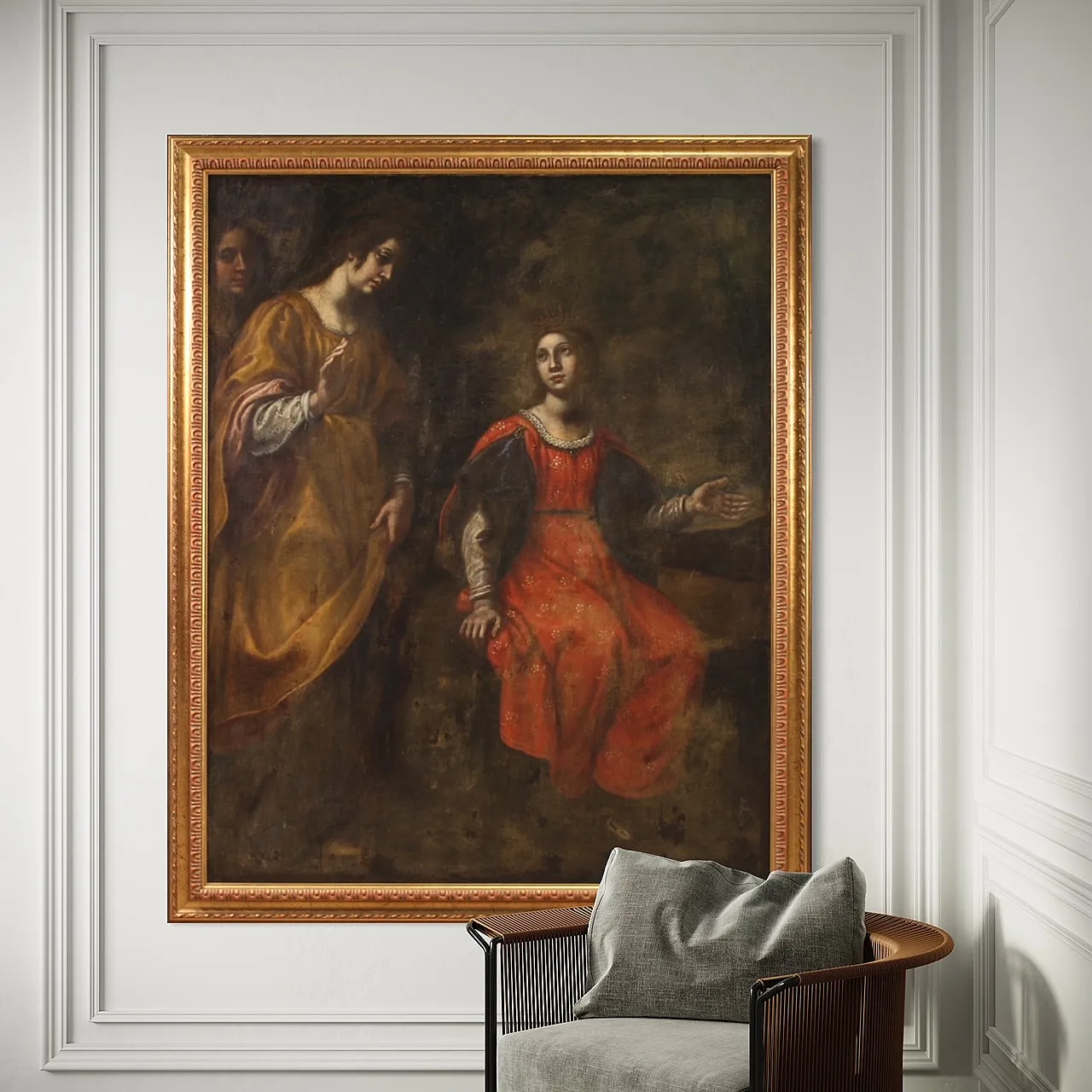 Italian painting Moses saved from the waters,  17th century 3