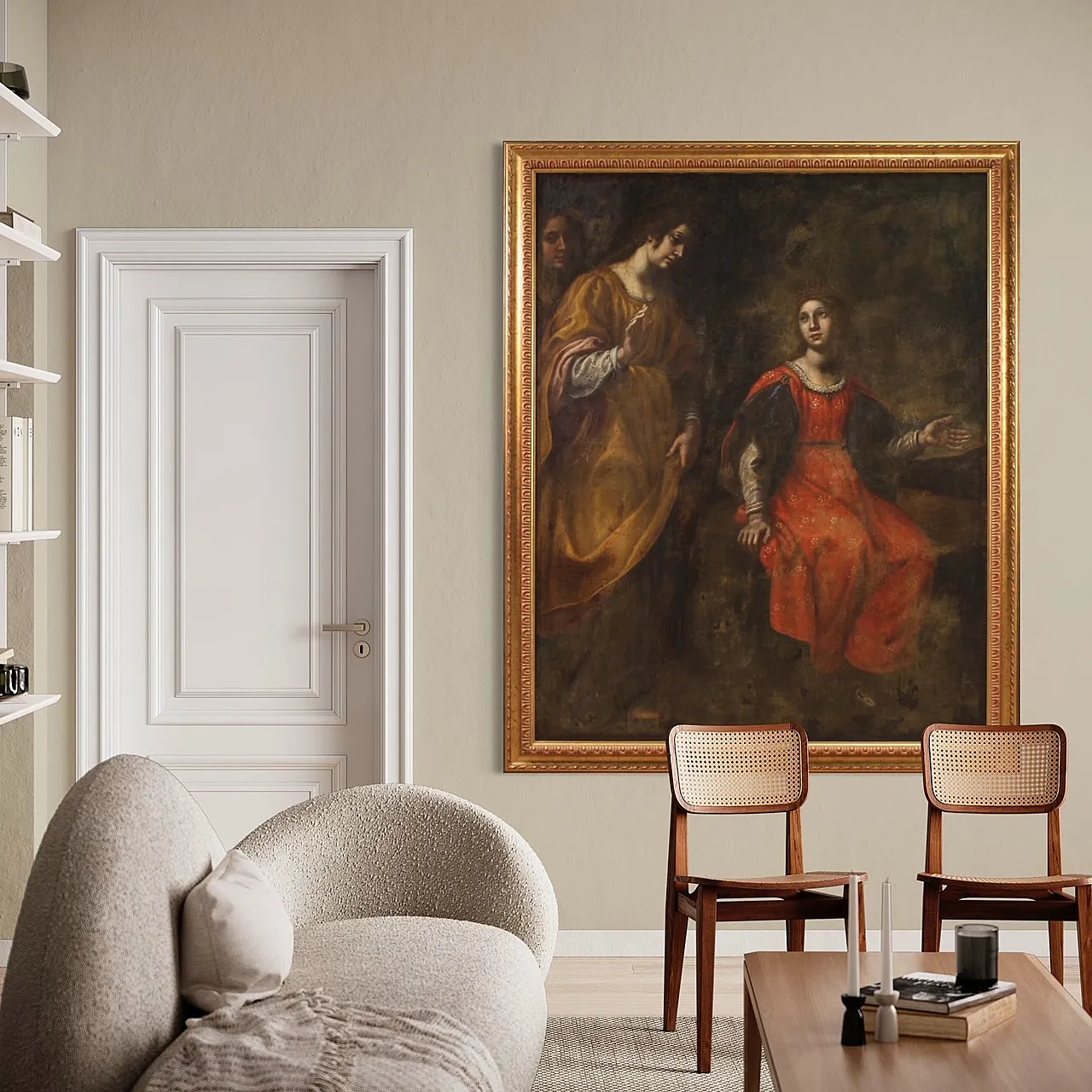 Italian painting Moses saved from the waters,  17th century 4