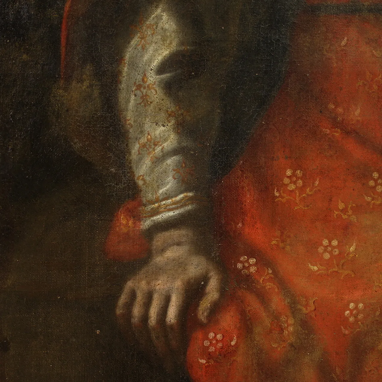 Italian painting Moses saved from the waters,  17th century 6