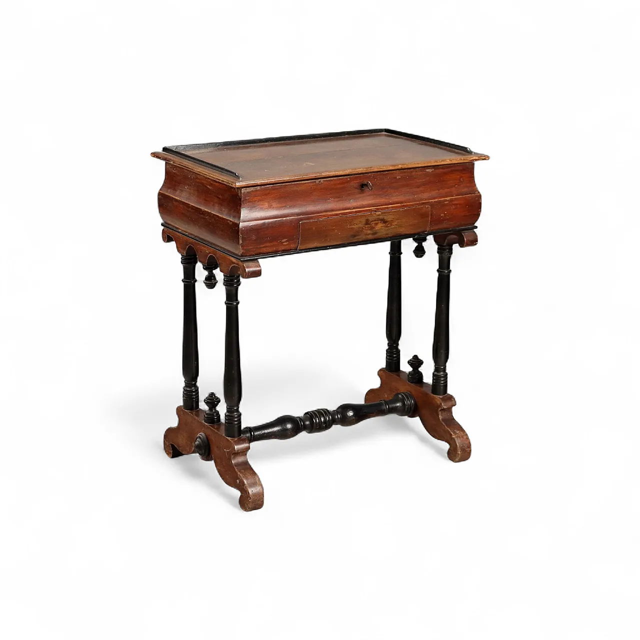 Tavolo da lavoro in pioppo tinto noce, fine '800 11