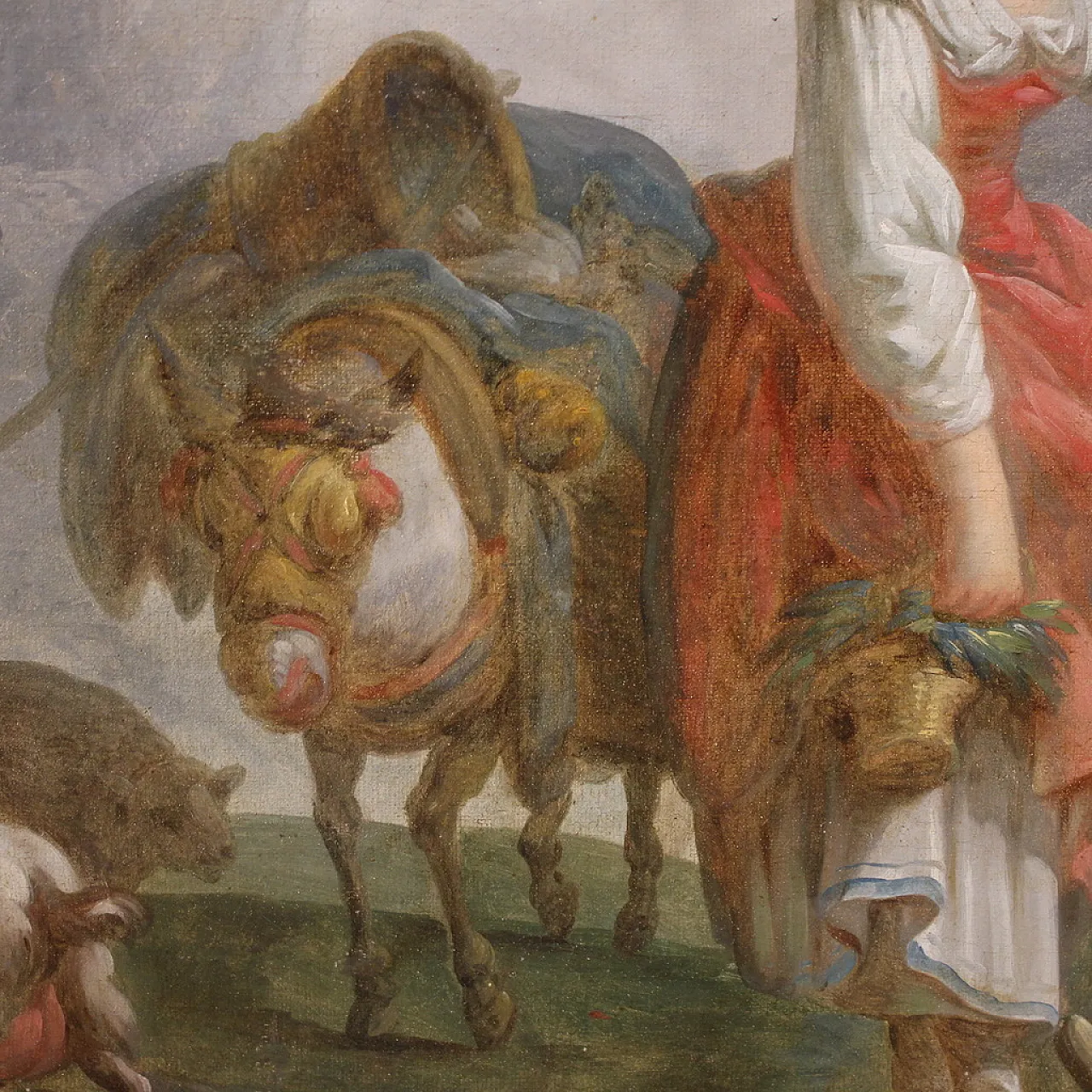 Dipinto francese scena pastorale romantica, '600 11