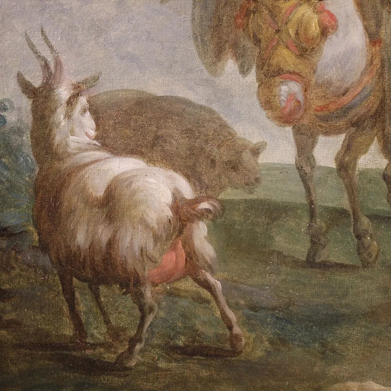 Dipinto francese scena pastorale romantica, '600 12