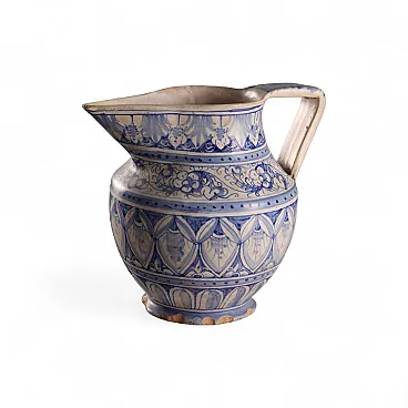 Versatore da farmacia in maiolica con manico piatto, '900