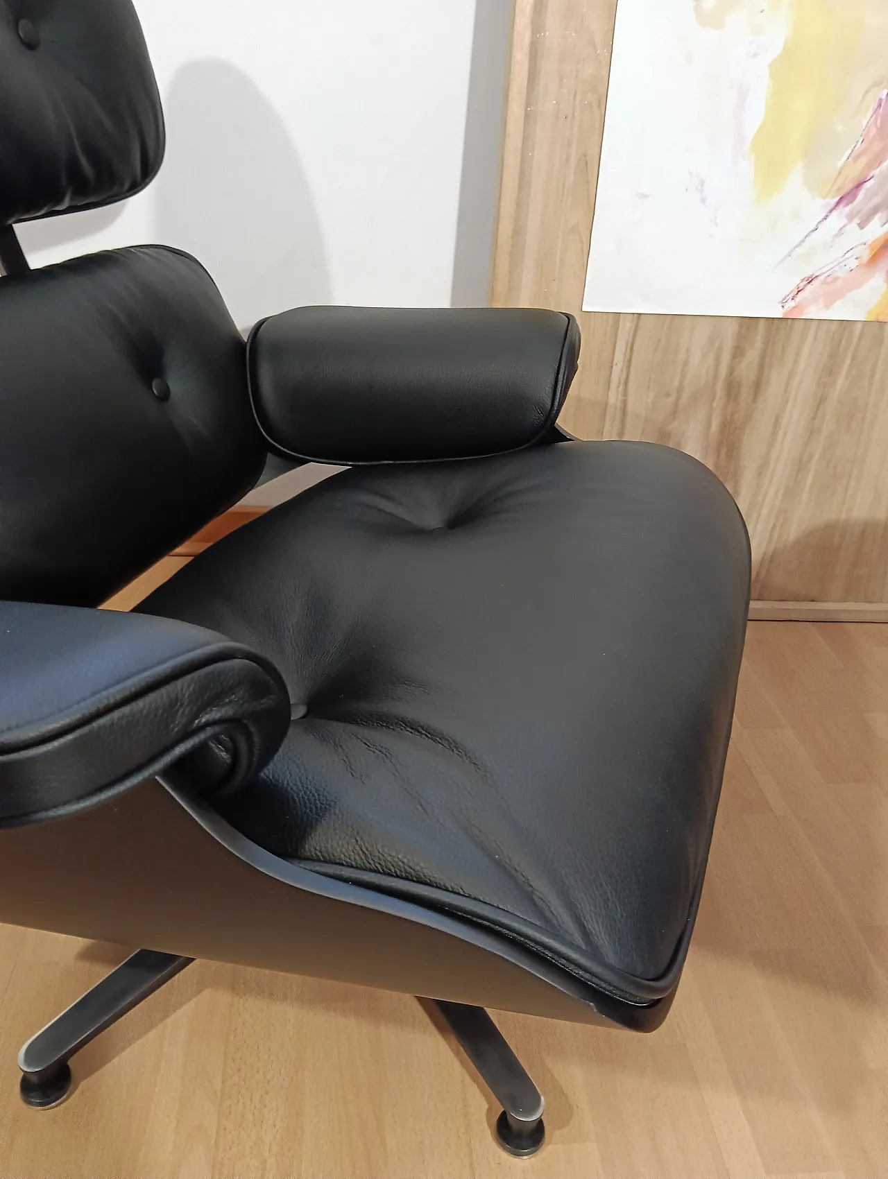 Poltrona e pouf in pelle di Charles & Ray Eames per Alivar, anni 2000 24