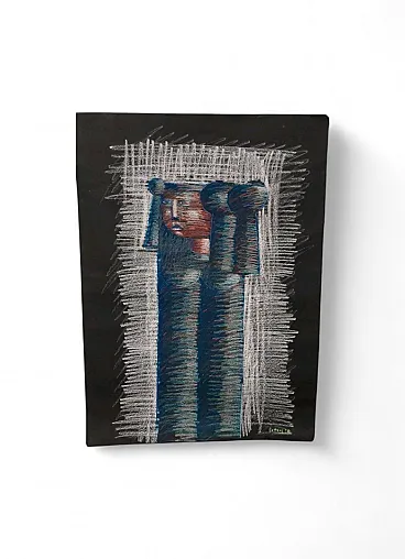 Xante Battaglia, dipinto a pastello su cartoncino, '900