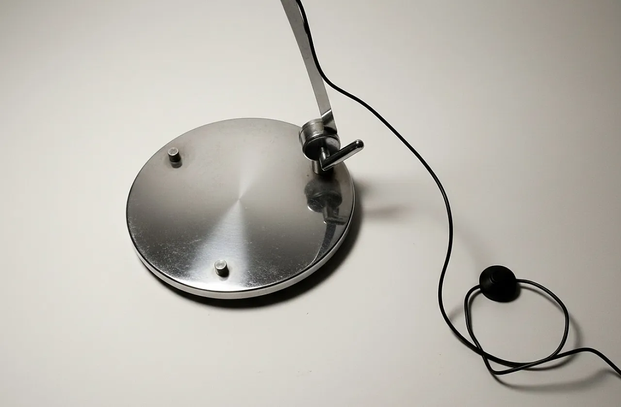 Steel chromed adjustable arc floor lamp Italian design 70s 5