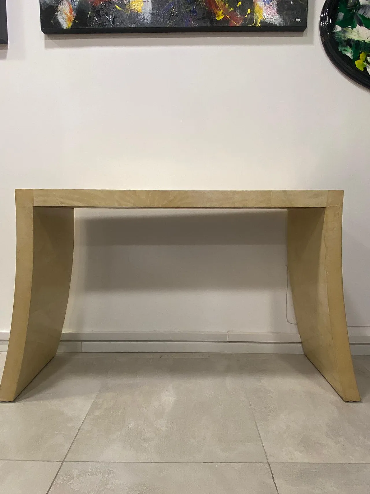 Consolle Art Déco in pergamena, anni '40 2