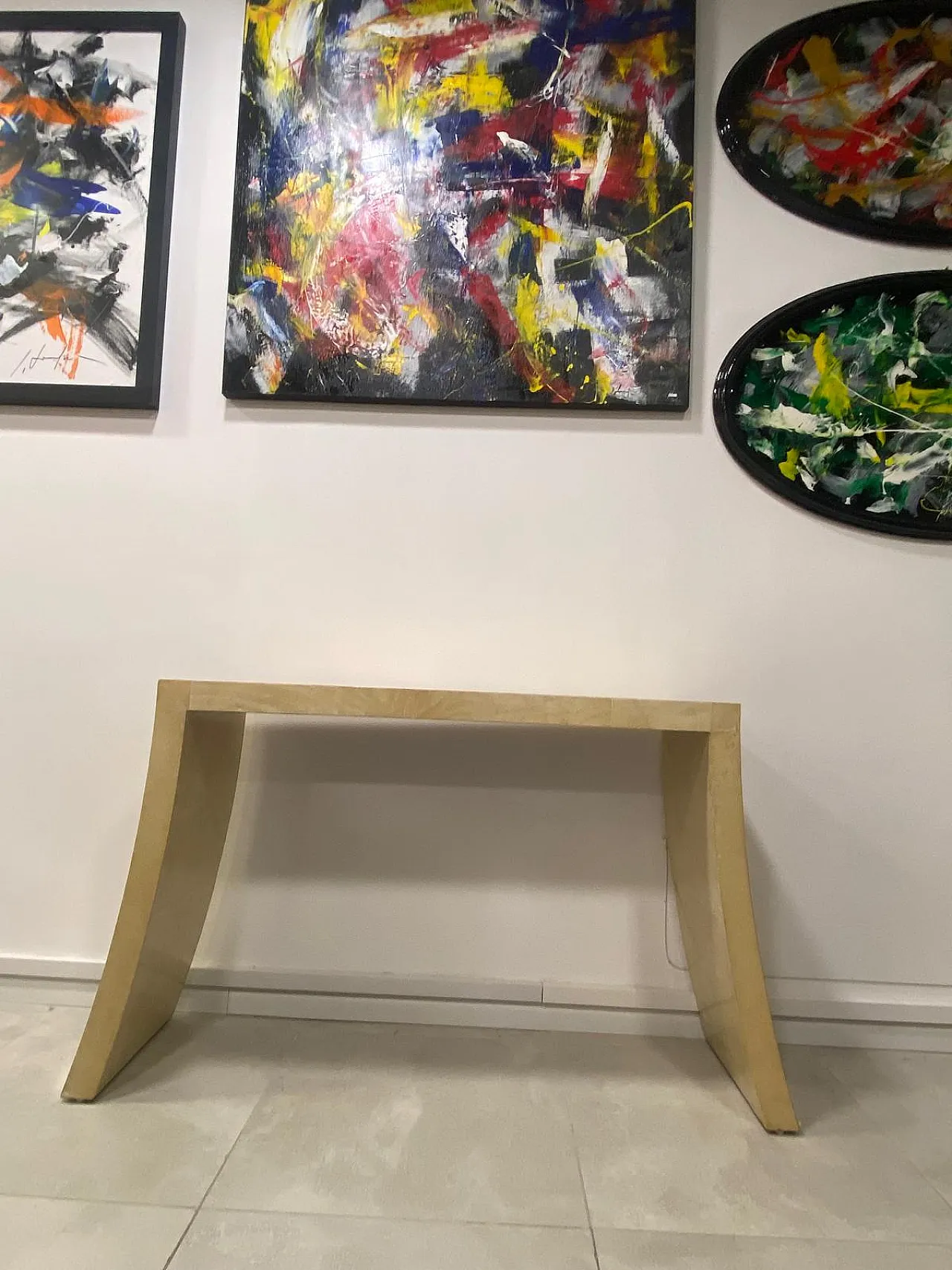 Consolle Art Déco in pergamena, anni '40 3