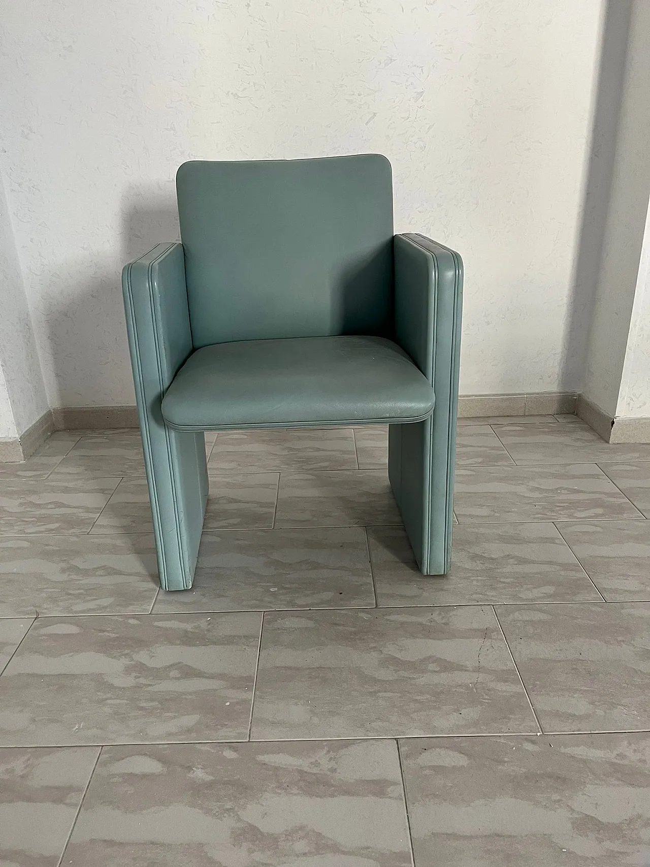 6 Executive Armchairs THF 96 by Poltrona Frau light blue leather, 90s 2