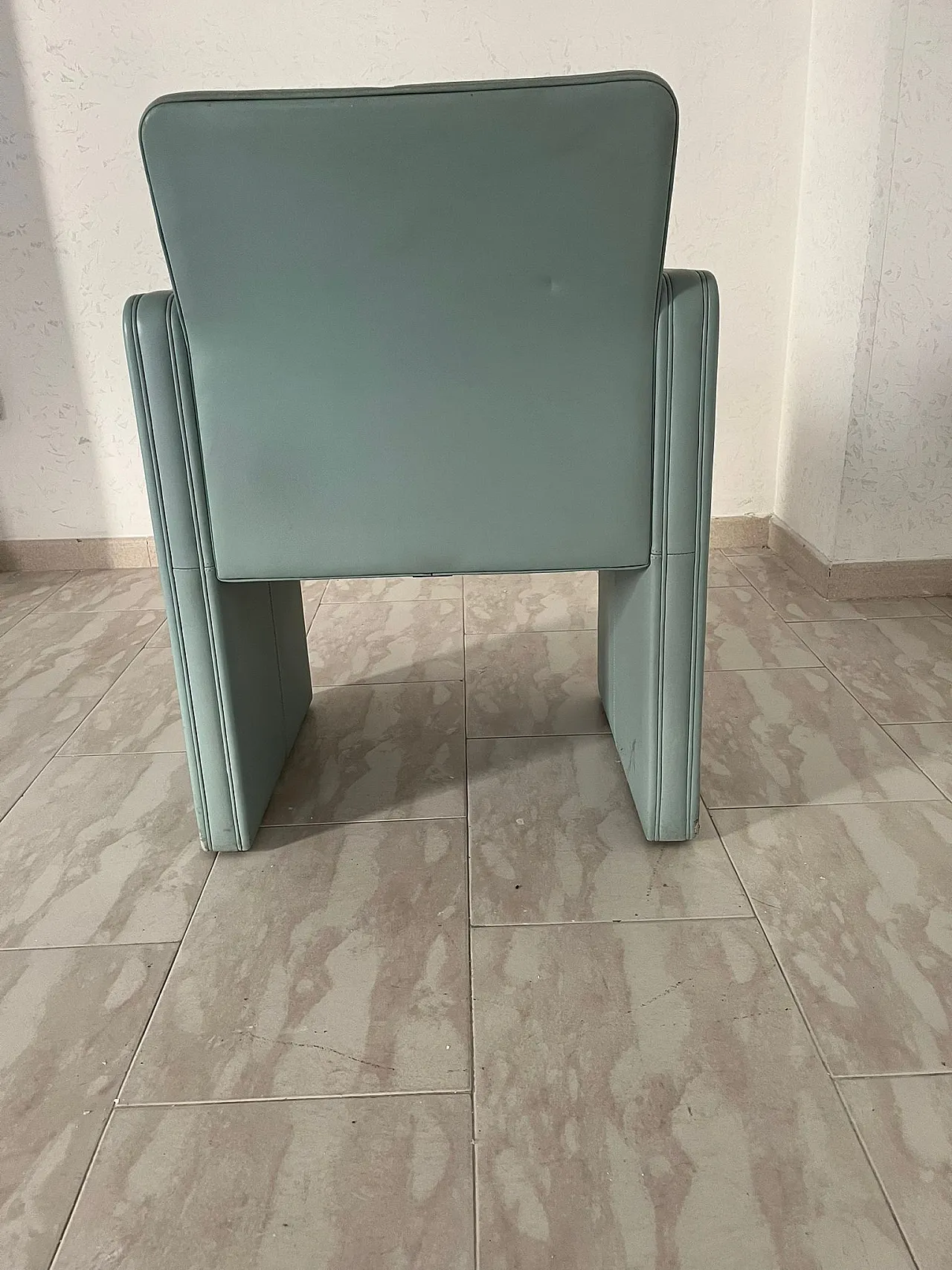 6 Executive Armchairs THF 96 by Poltrona Frau light blue leather, 90s 3