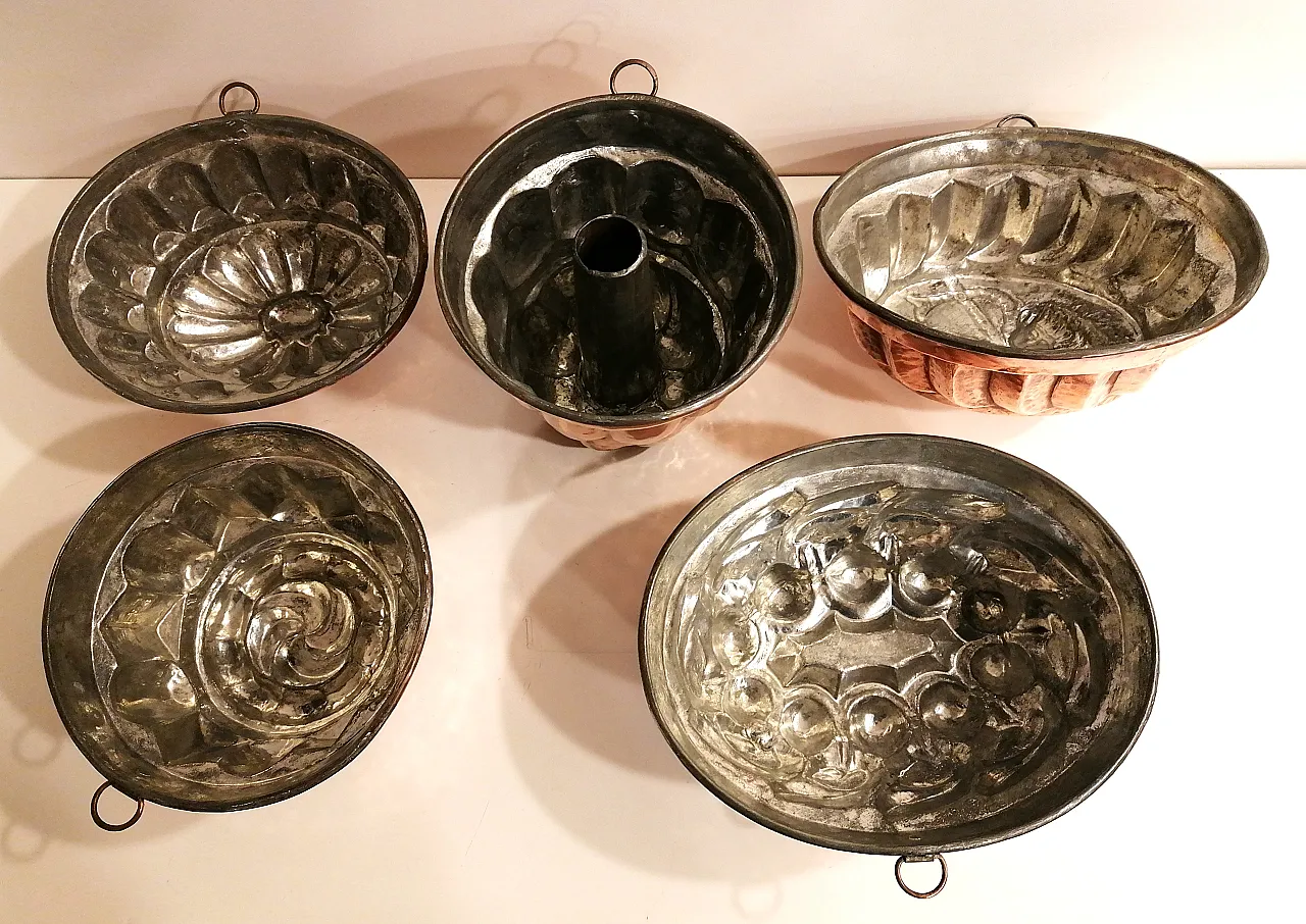 5 cake Copper molds, 1970s 9