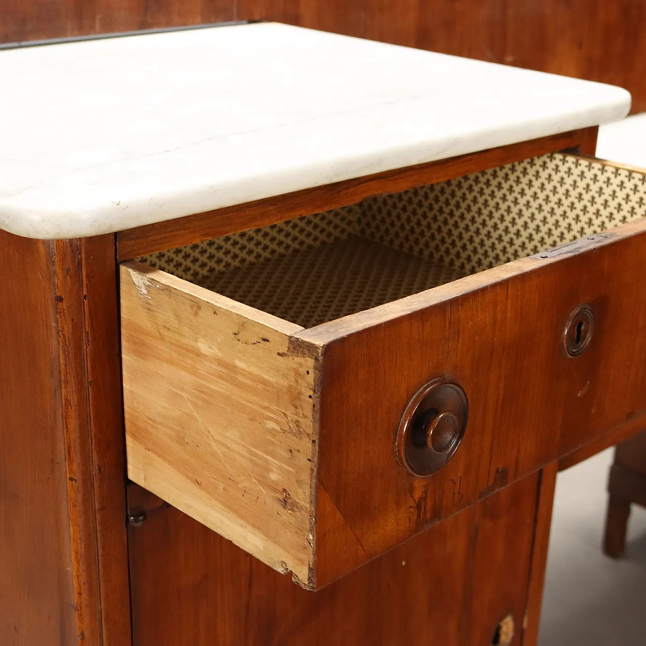 Credenza in noce, pioppo, abete e marmo, fine '800 4