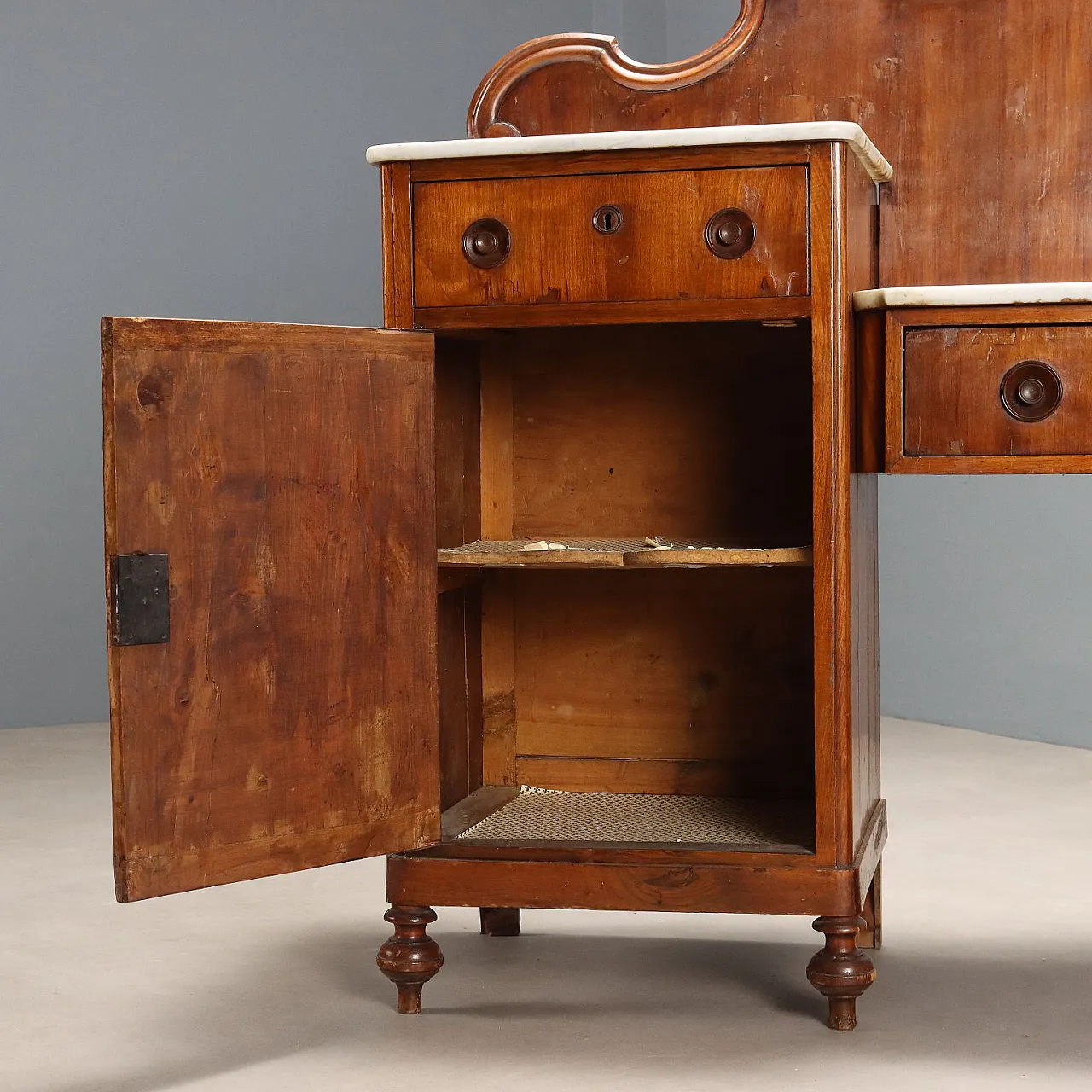 Credenza in noce, pioppo, abete e marmo, fine '800 5