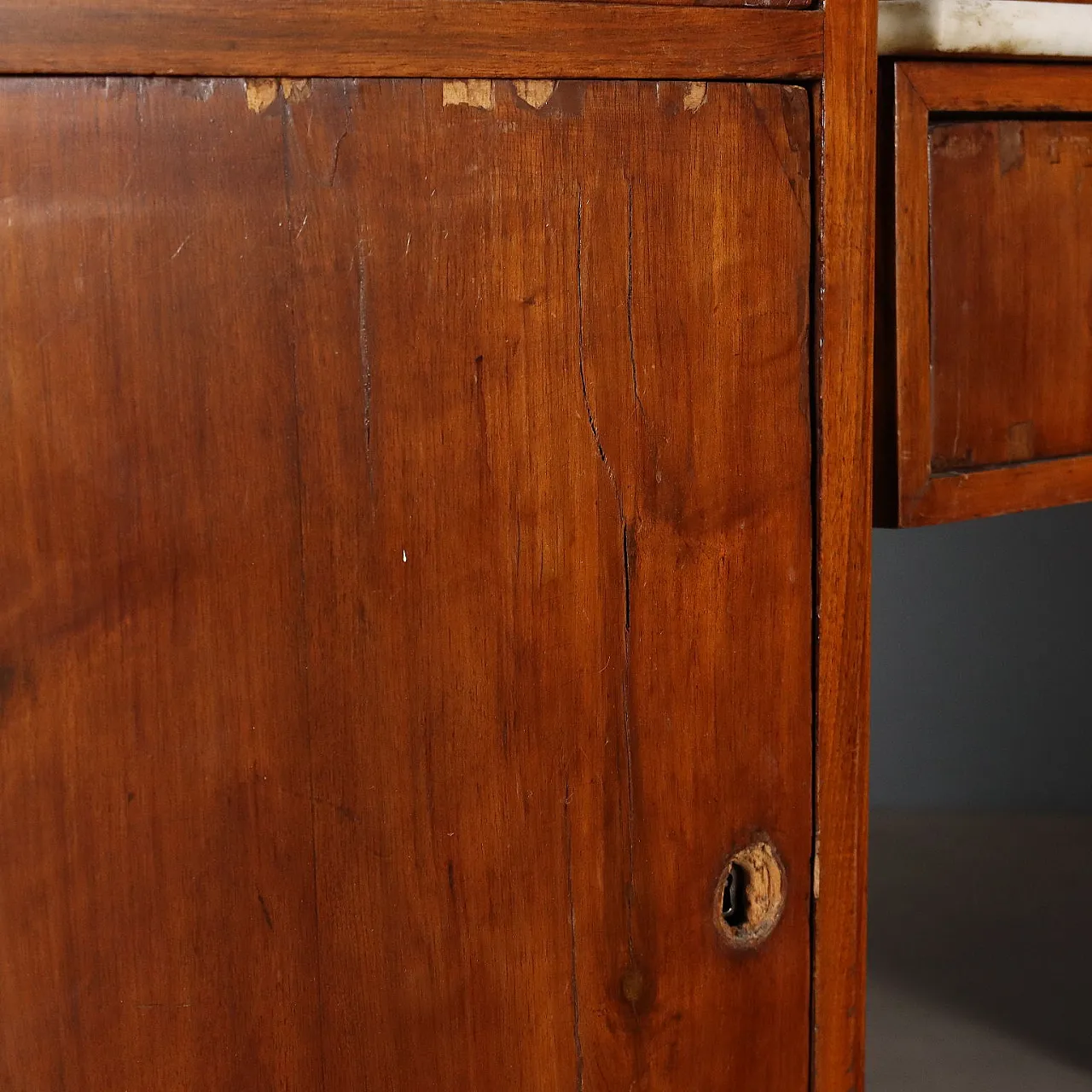 Credenza in noce, pioppo, abete e marmo, fine '800 8