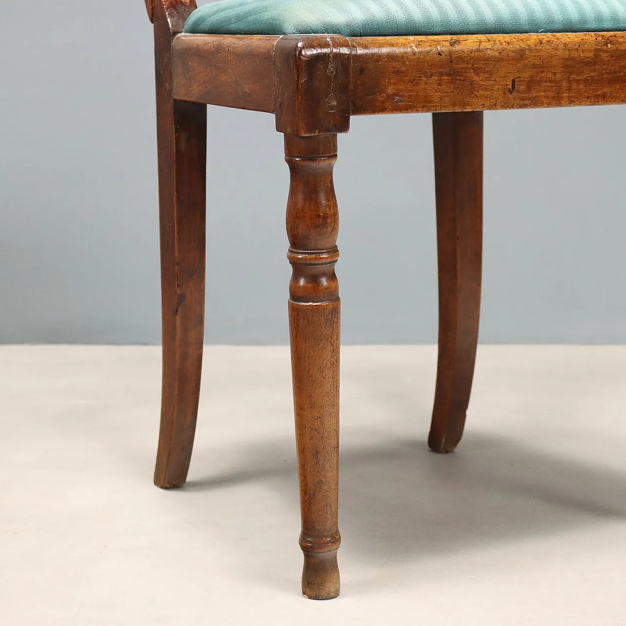 6 Sedie Luigi Filippo in noce con imbottitura sfoderabile, tardo '800 6