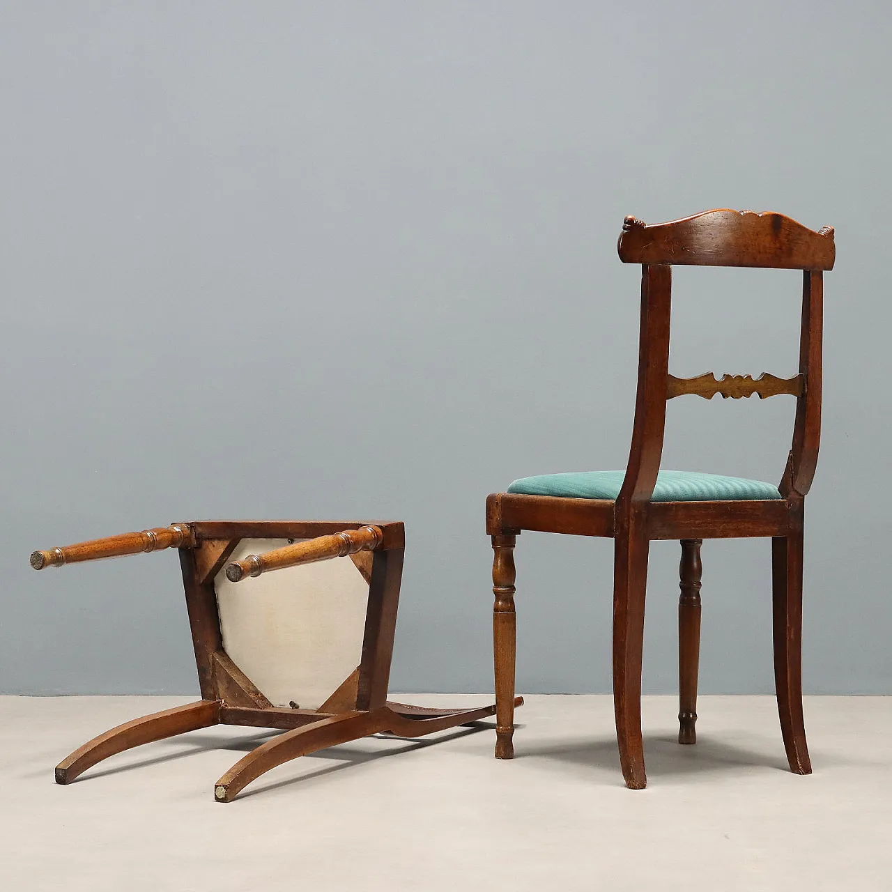 6 Sedie Luigi Filippo in noce con imbottitura sfoderabile, tardo '800 8