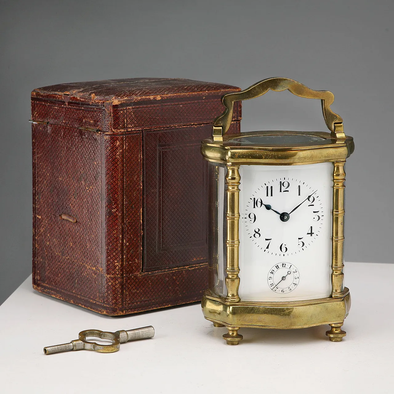 Gilded bronze travel watch with ground glass, 19th century 1