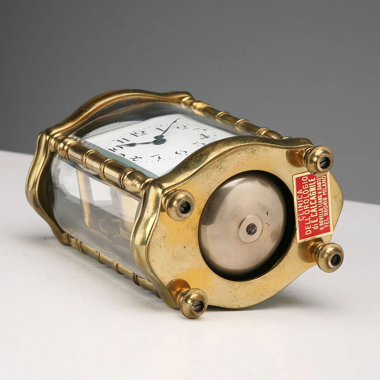 Gilded bronze travel watch with ground glass, 19th century 8
