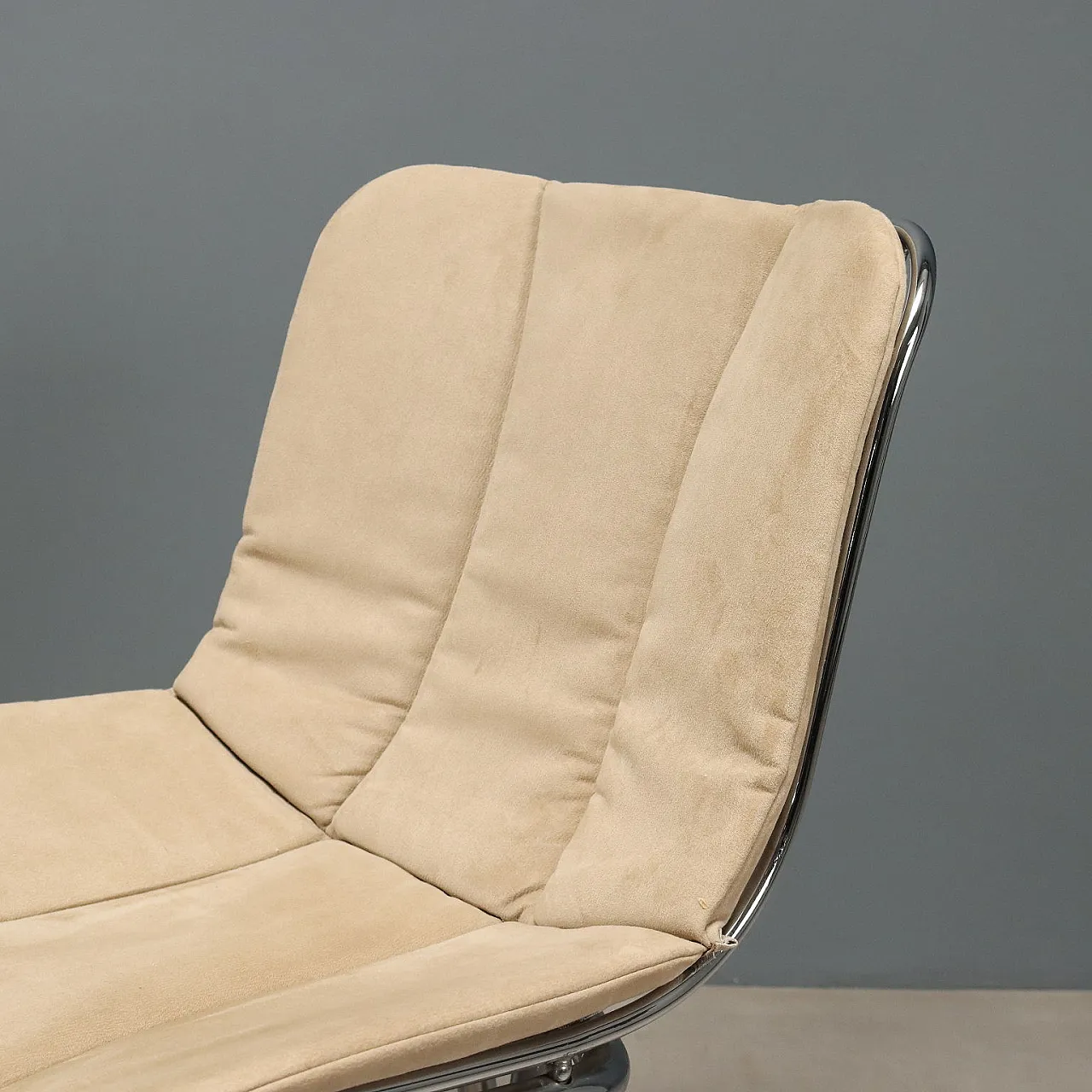 6 Sedie in metallo cromato con cuscini in espanso e tessuto, '900 5