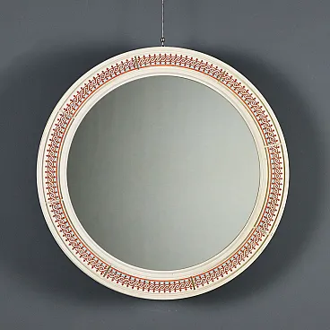 Specchio da parete rotondo con cornice in plastica, '900