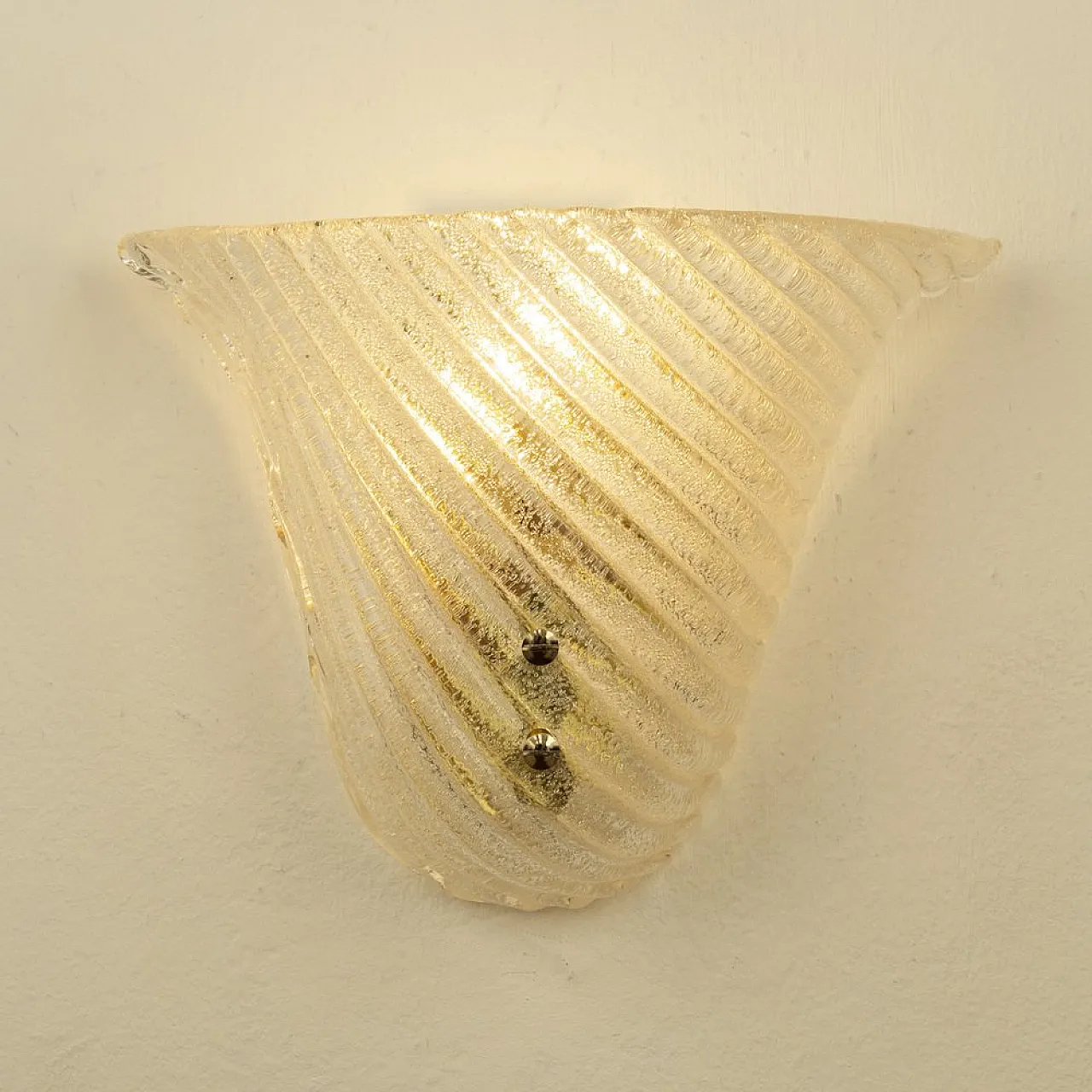 Coppia di lampade da parete in vetro trasparente a coste 4