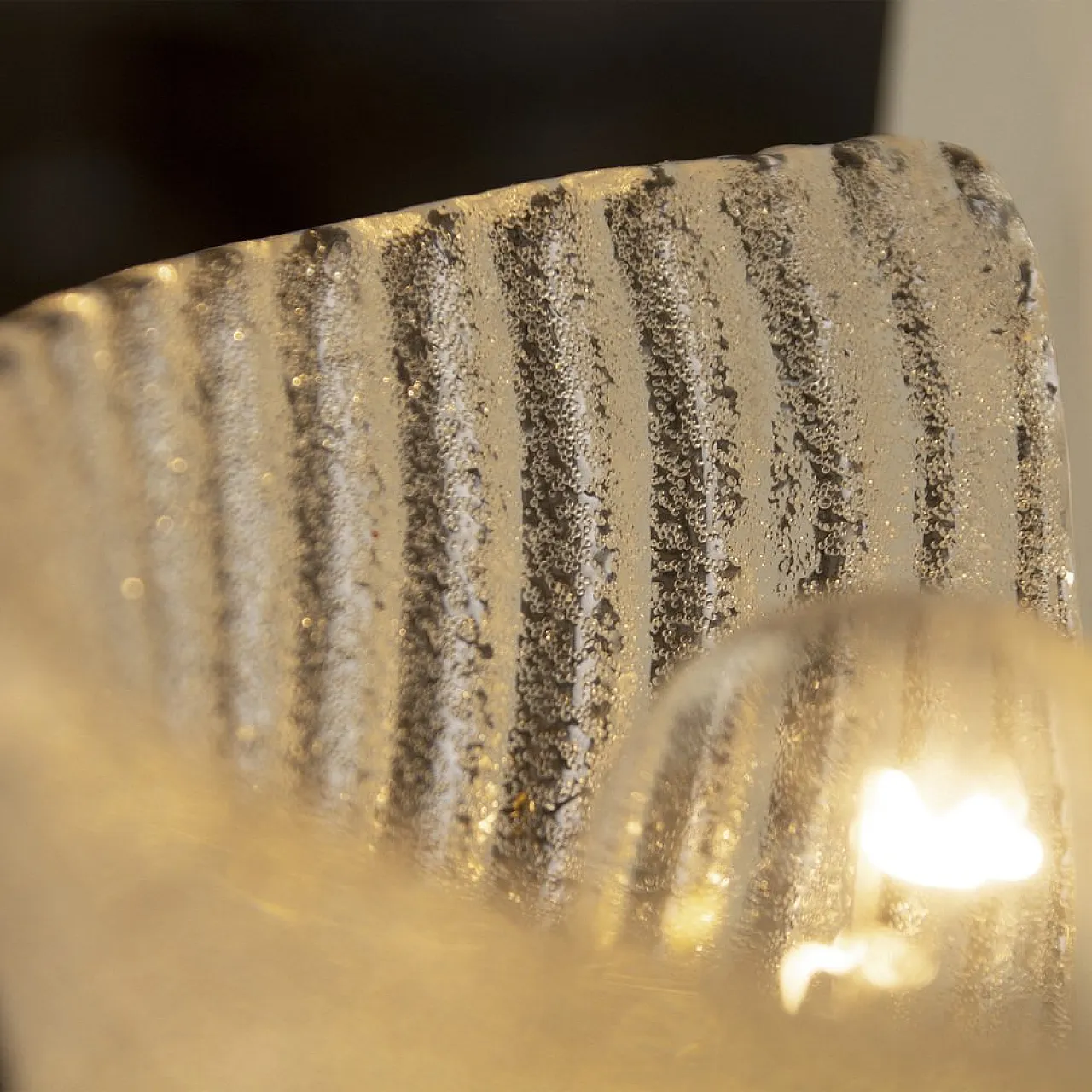 Coppia di lampade da parete in vetro trasparente a coste 6