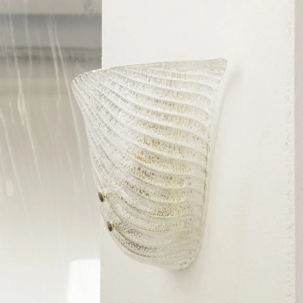 Coppia di lampade da parete in vetro trasparente a coste 8