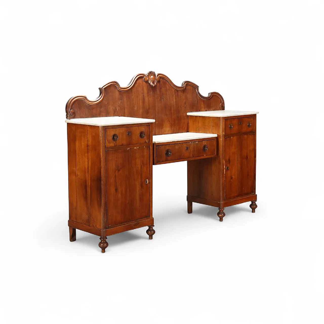 Credenza in noce, pioppo, abete e marmo, fine '800 11