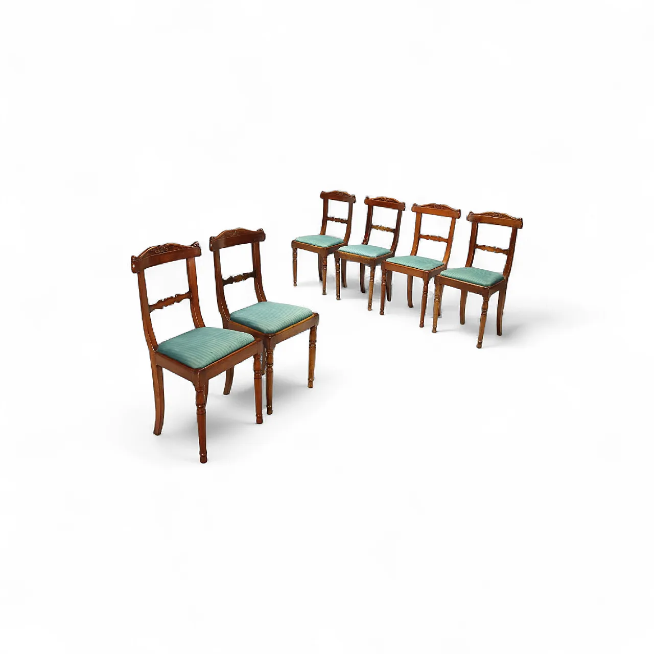 6 Sedie Luigi Filippo in noce con imbottitura sfoderabile, tardo '800 9
