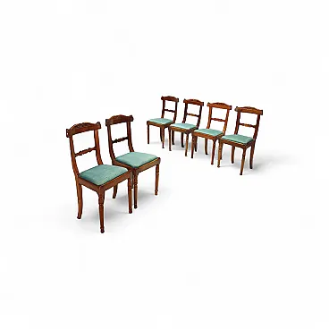 6 Sedie Luigi Filippo in noce con imbottitura sfoderabile, tardo '800