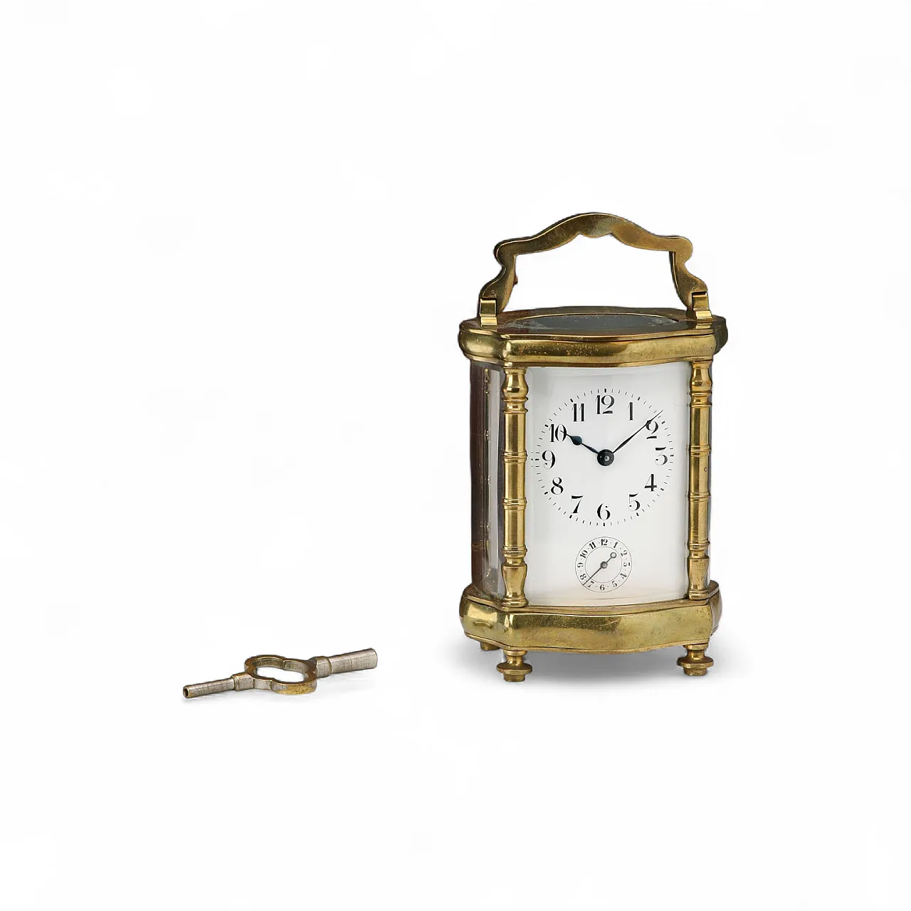 Gilded bronze travel watch with ground glass, 19th century 11