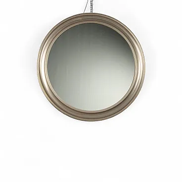 Specchio circolare con cornice in alluminio anodizzato, '900