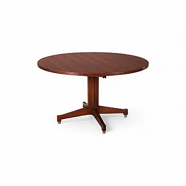 Tavolo impiallacciato in legno esotico con piedini in metallo, '900