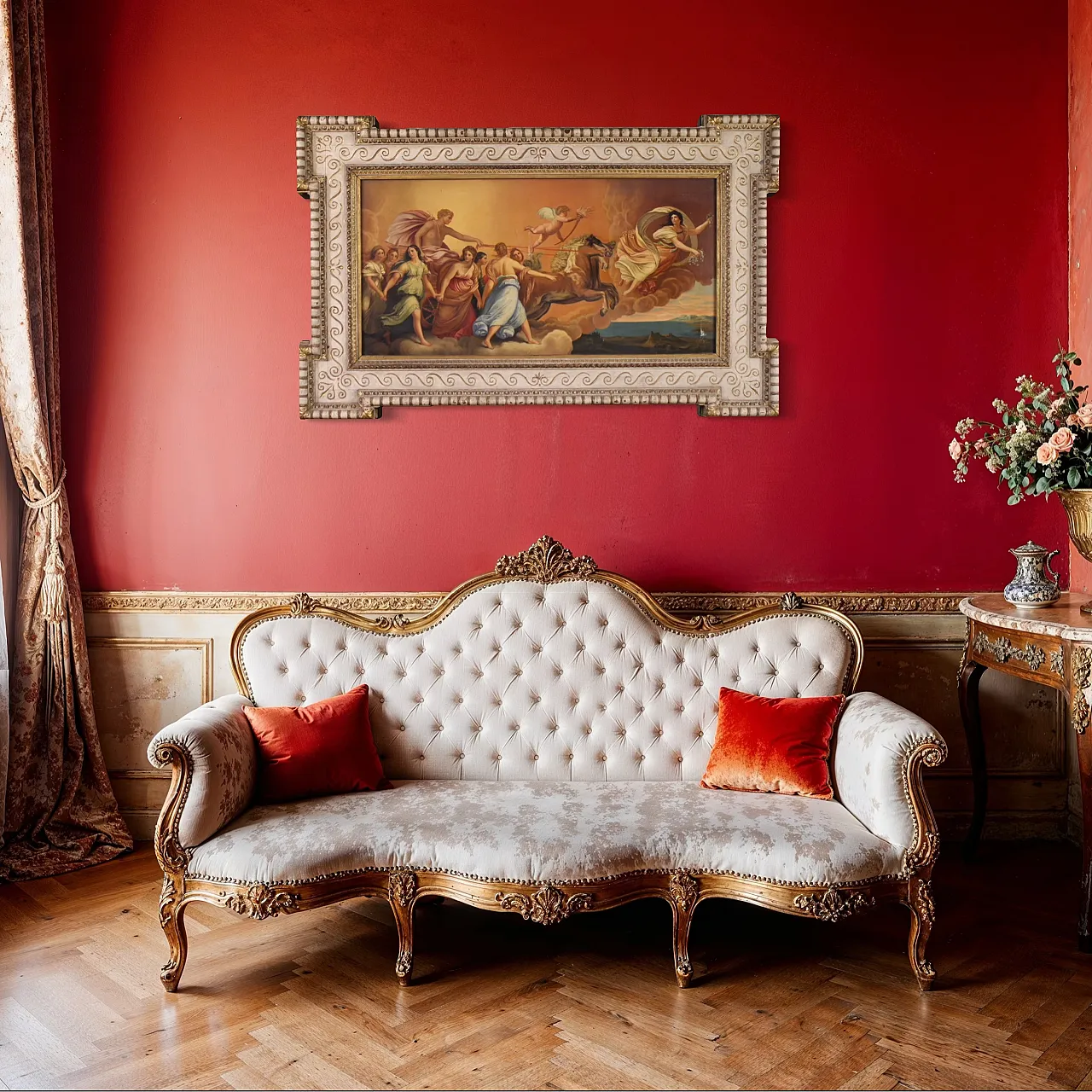 Carro di Aurora, dipinto mitologico ad olio su tela, '800 6