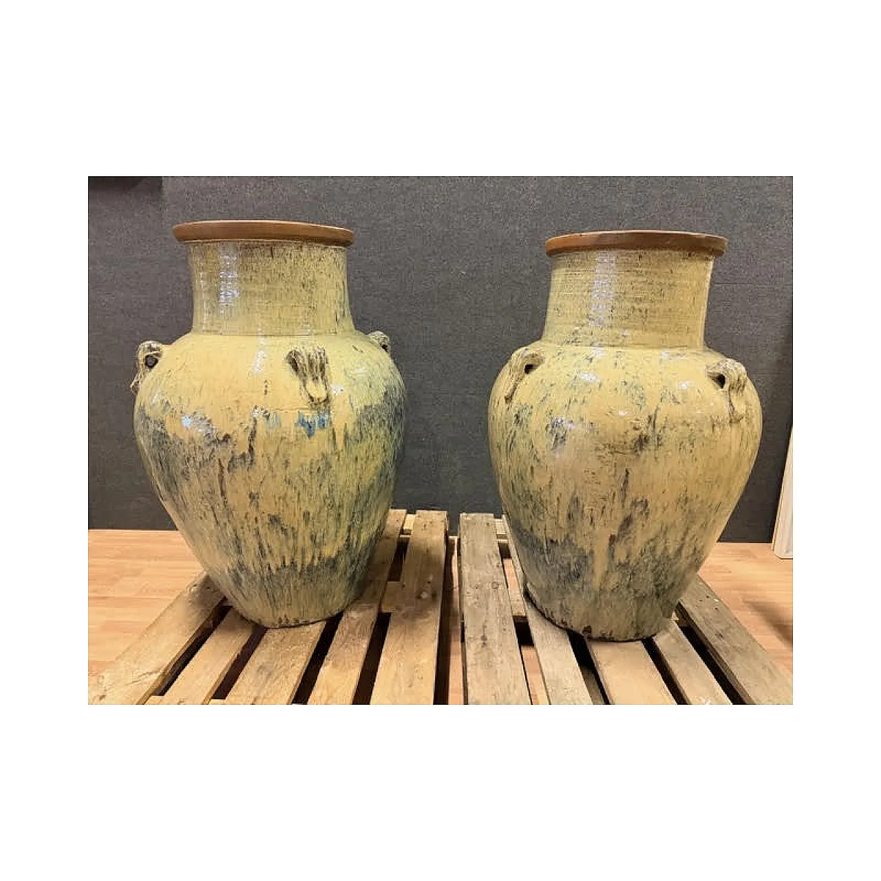 Pair of glazed terracotta orcs, 20th century 2