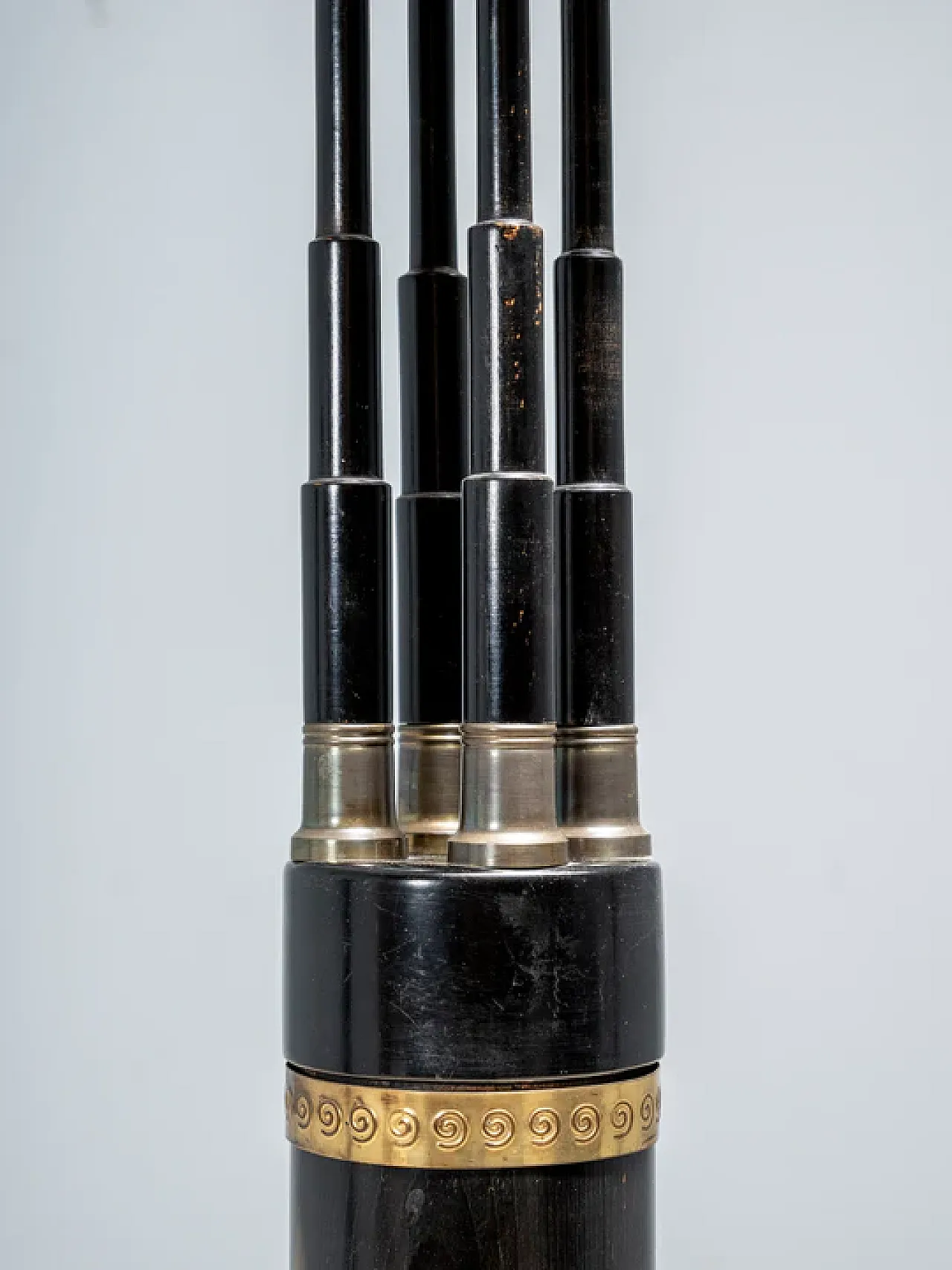 Black lacquered pedestal with brass details, 20th century 4