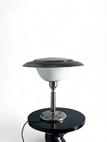 Lampada da tavolo Art Déco con vetro opalino, anni '30