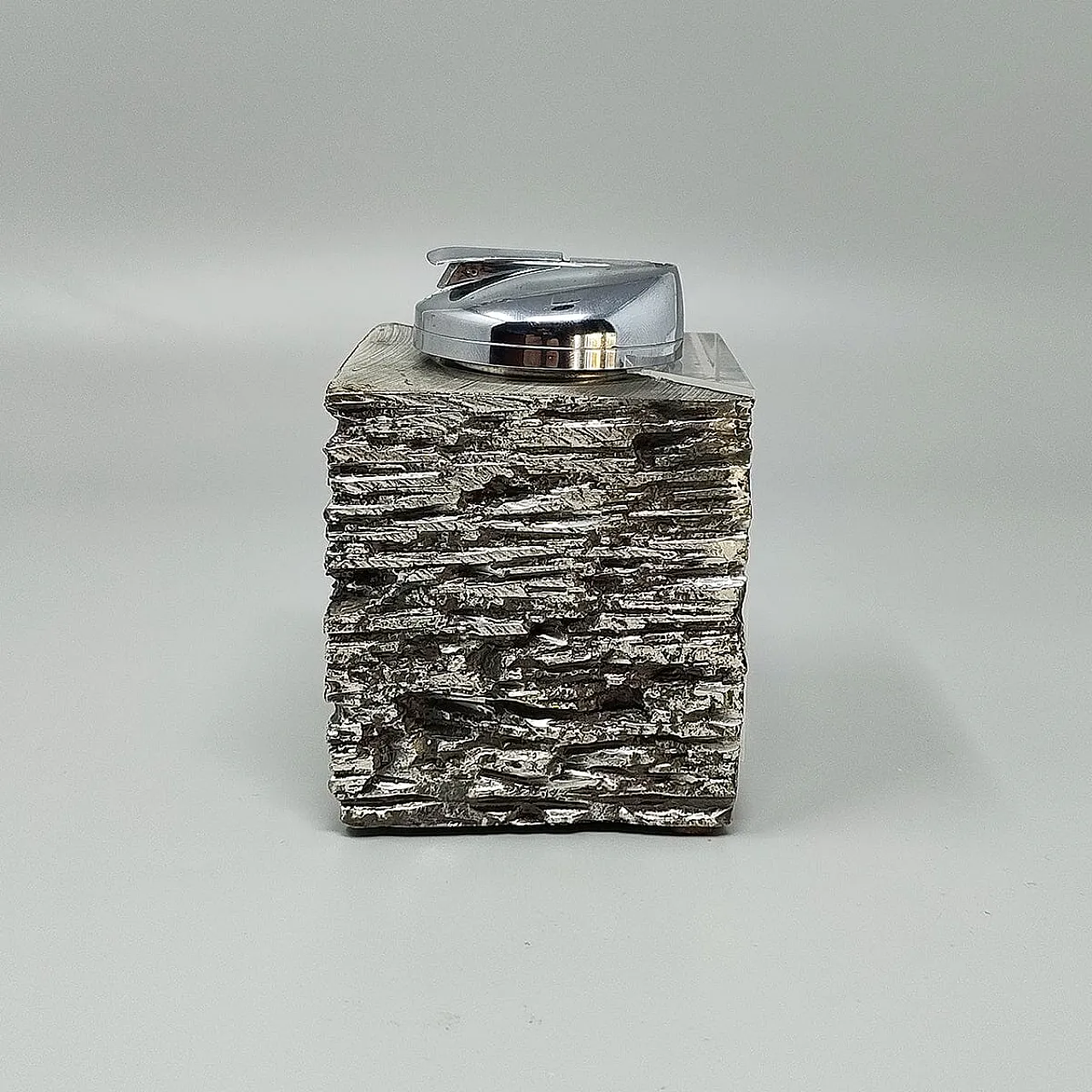 Set da fumo brutalista in metallo e plexiglass, anni '70 2