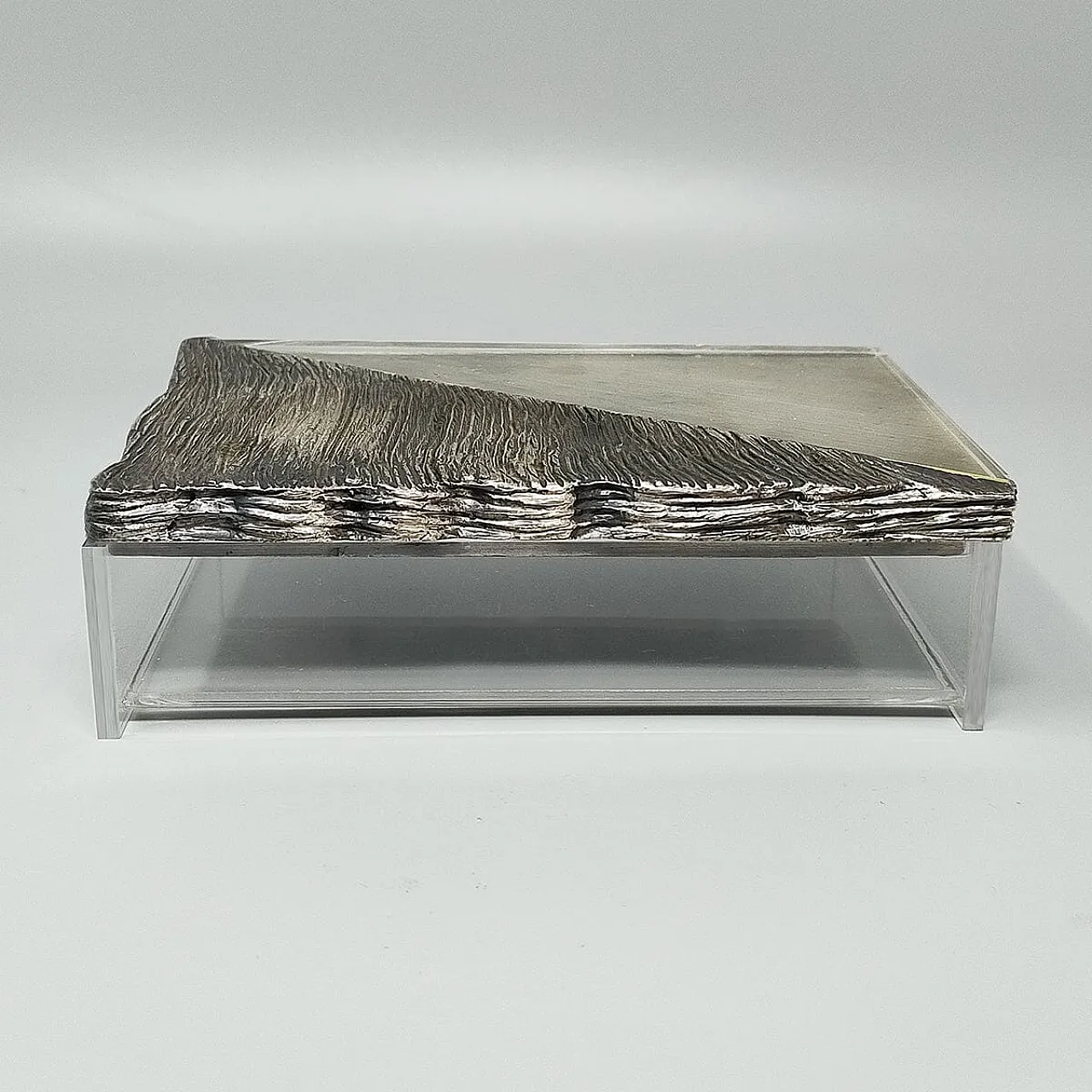 Set da fumo brutalista in metallo e plexiglass, anni '70 7