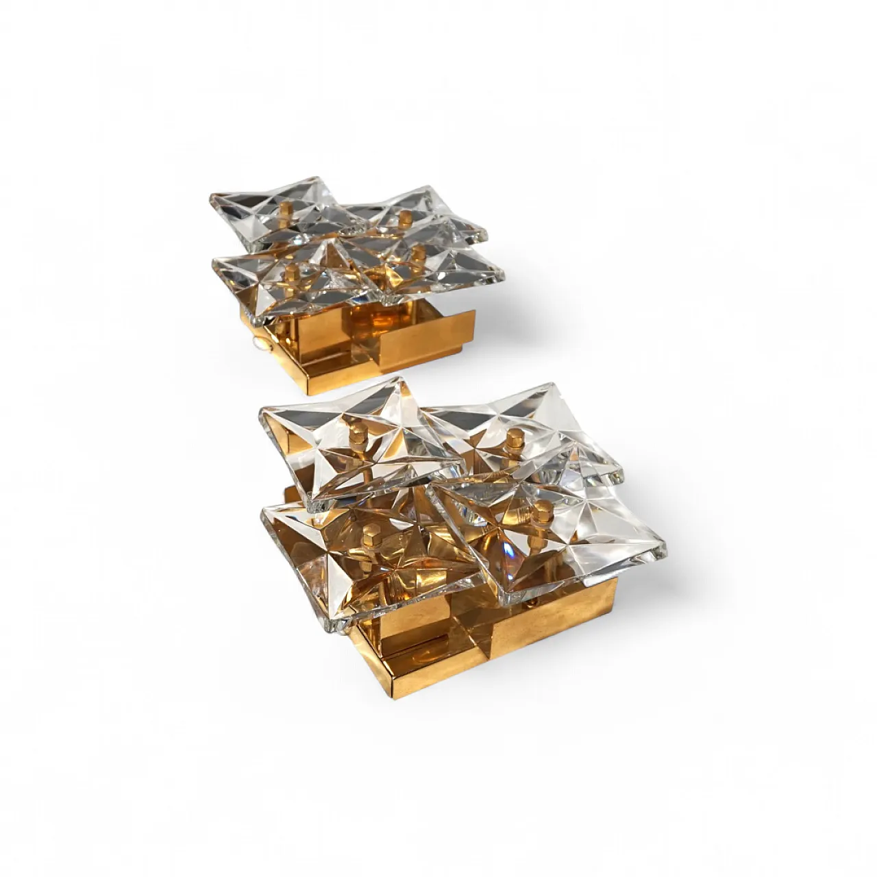 Pair of Kinkeldey Hollywood Regency crystal wall lamps, 1970s 6