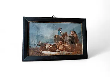 Scena bucolica con mucche e mare, tempera su carta, '700