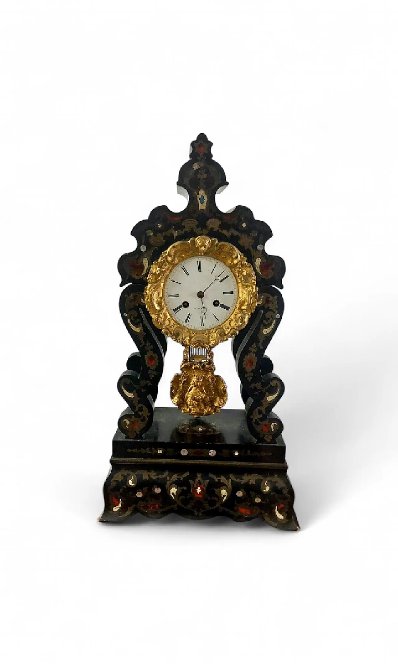 Napoleon III temple clock in gilded bronze, 19th century 11