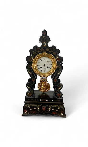 Napoleon III temple clock in gilded bronze, 19th century