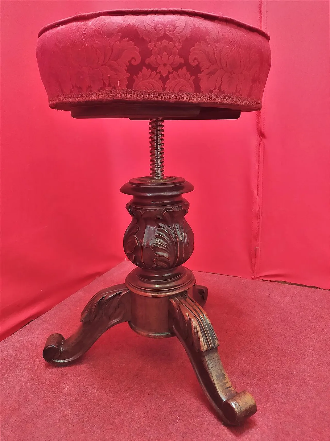 Sgabello da pianista in noce, '800 2