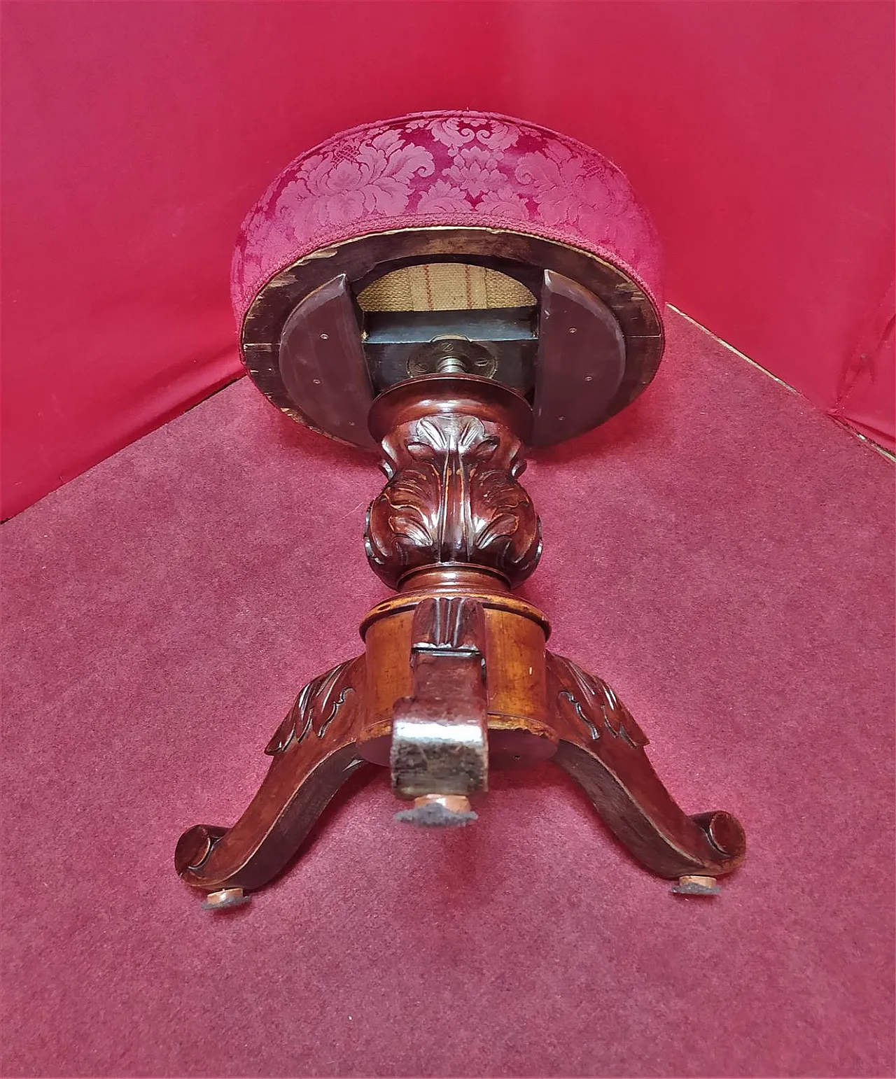 Sgabello da pianista in noce, '800 4