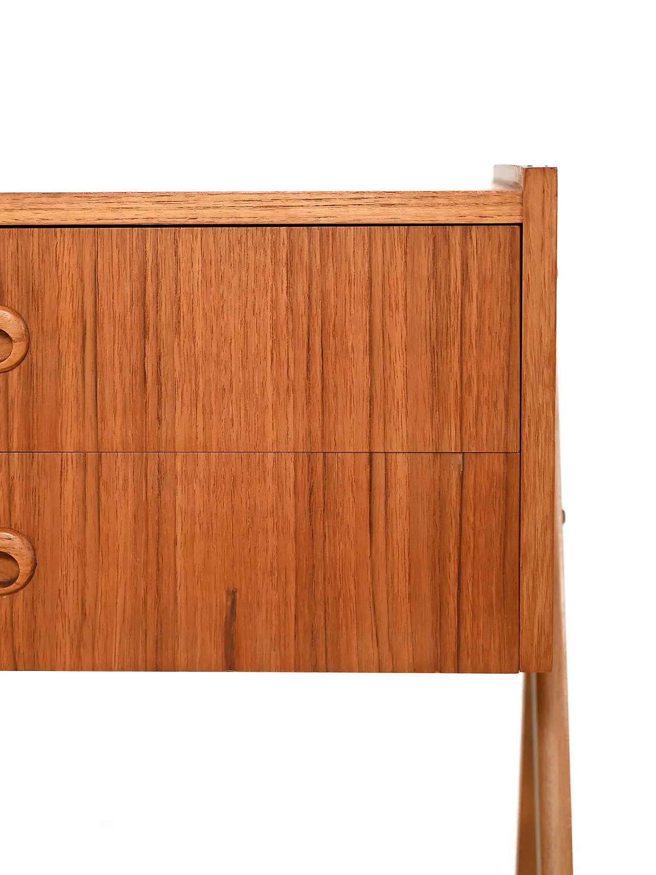Comodino scandinavo in teak con due cassetti, anni Sessanta 6